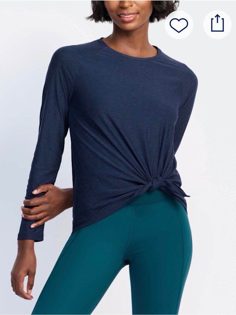 We Wander Long-Sleeve Navy Knot Front Tee